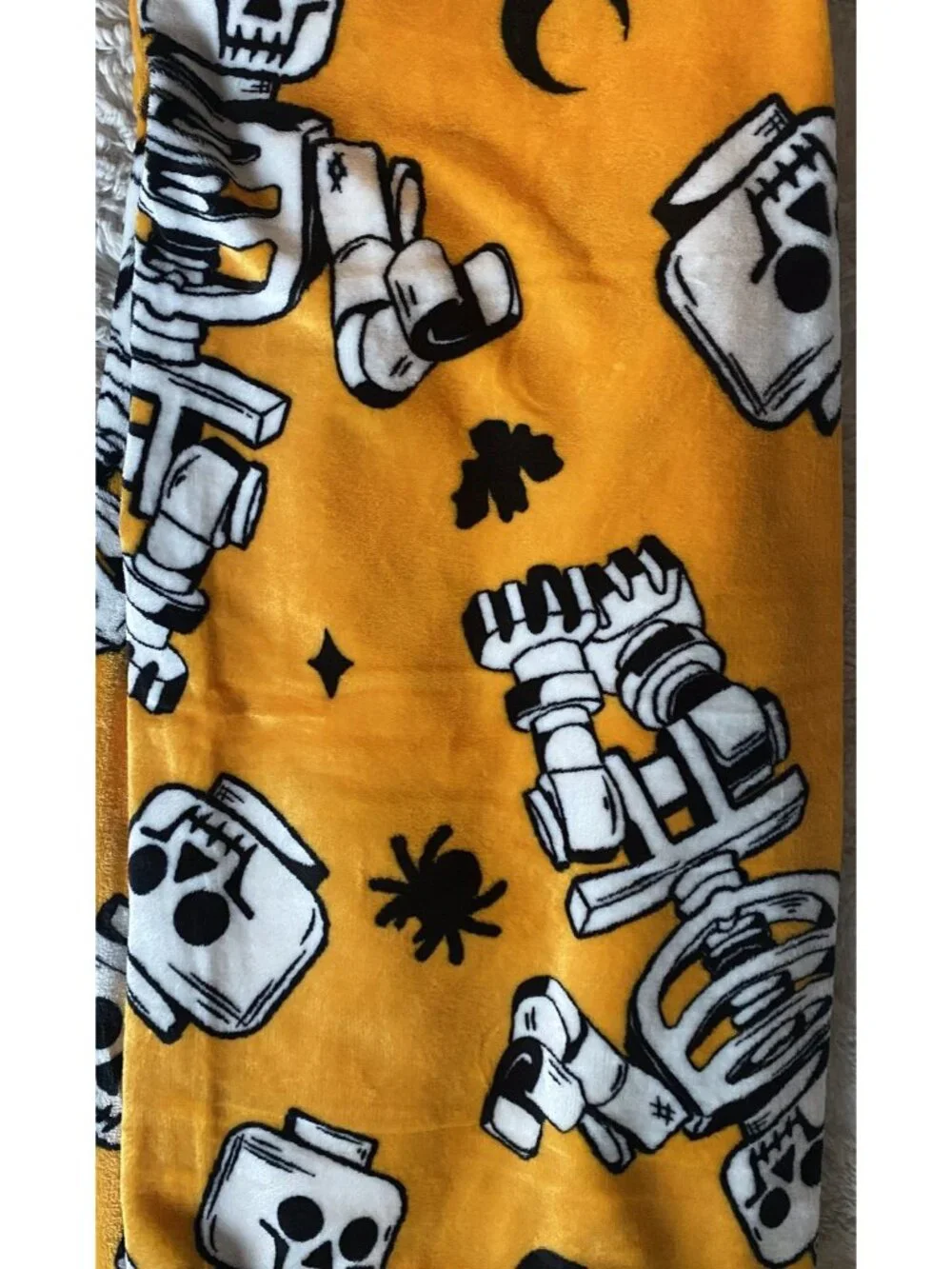 LEGO Skeleton Halloween Plush Throw Blanket 50” X 70” Orange All-Over Print NEW